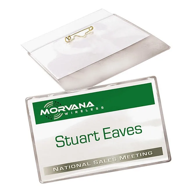 Avery Pin-Style Badge Holder with Laser/Inkjet Insert, Top Load, 3.5 x 2.25, White, 100/Box 3