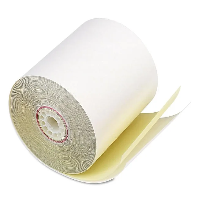 Iconex Impact Printing Carbonless Paper Rolls, 3" x 90 ft, White/Canary, 50/Carton 2