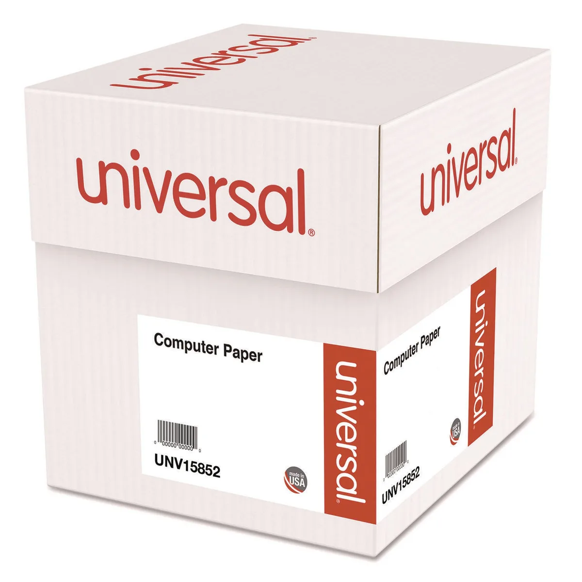 Universal Green Bar Computer Paper, Perforated Margins, 20lb, 14-7/8" x 11", 2400 Sheets