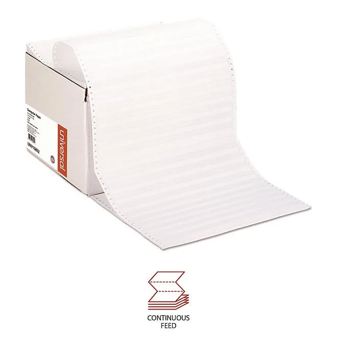 Universal Green Bar Computer Paper, Perforated Margins, 20lb, 14-7/8" x 11", 2400 Sheets 3