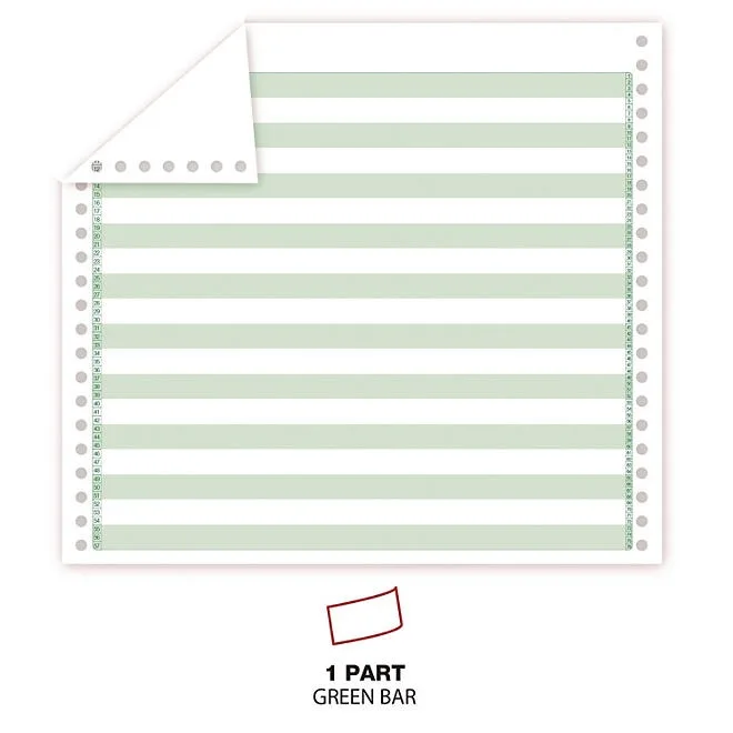 Universal Green Bar Computer Paper, Perforated Margins, 20lb, 14-7/8" x 11", 2400 Sheets 4