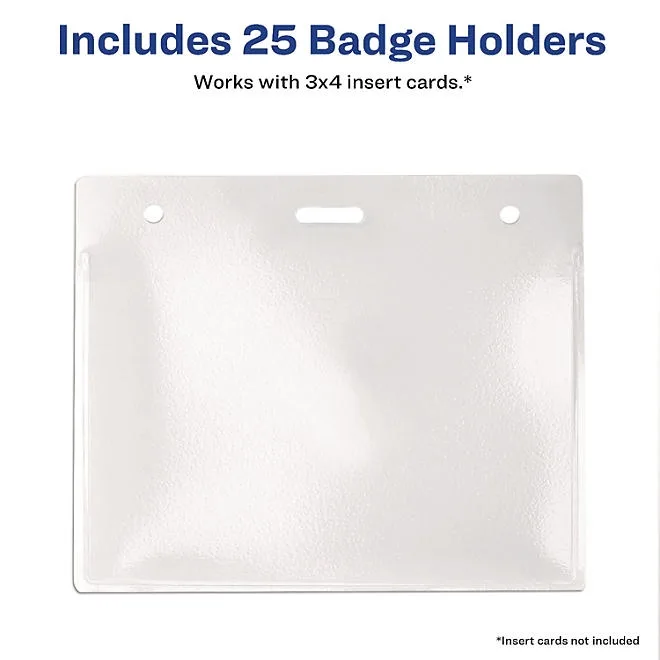 Avery Secure Top Heavy-Duty Badge Holders, Horizontal, 4w x 3h, Clear, 25/Pack 4