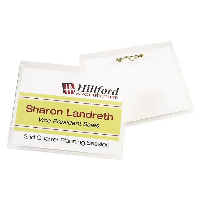 Avery Pin-Style Badge Holder with Laser/Inkjet Insert, Top Load, 4 x 3, White, 100/Box 4