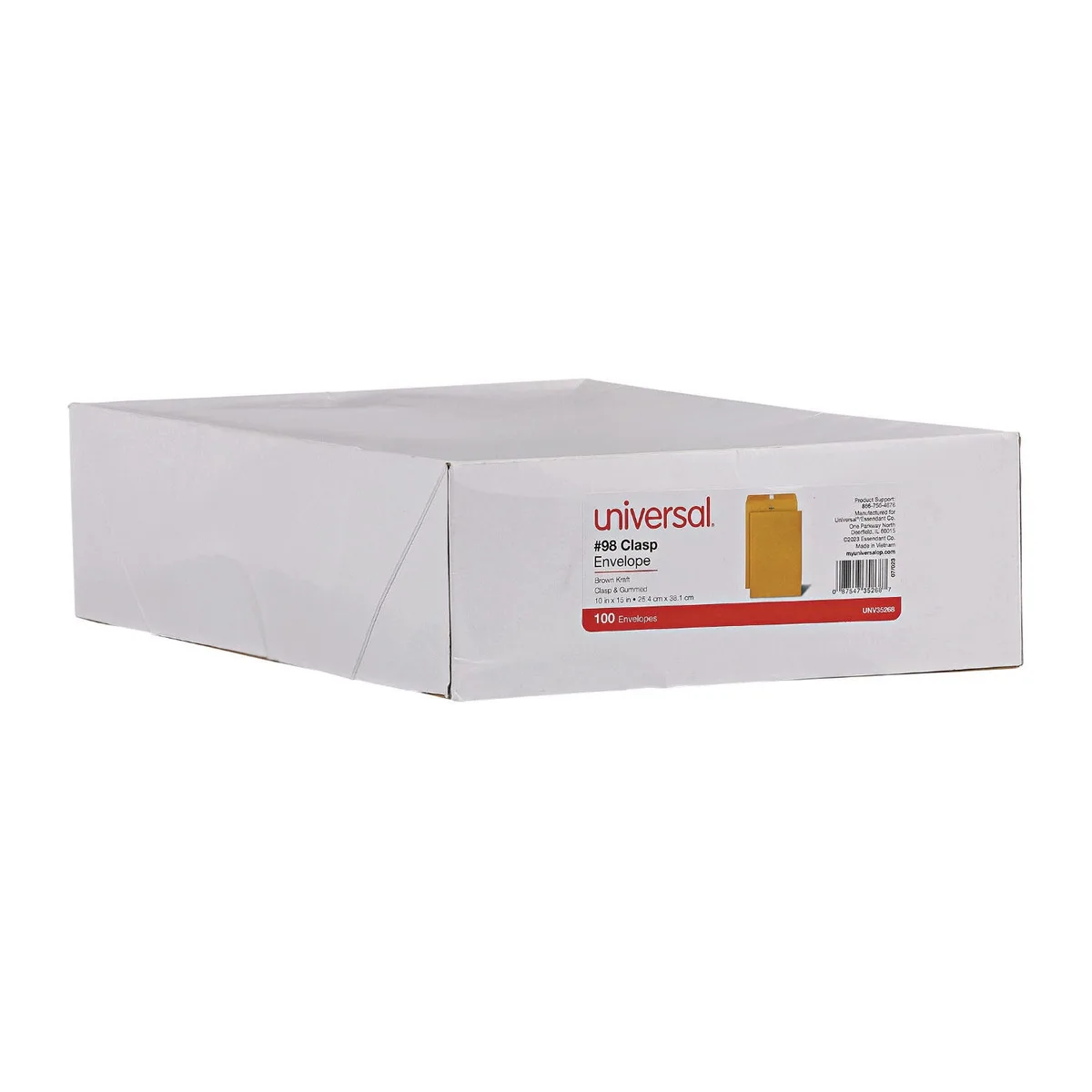 Universal Kraft Clasp Envelope, Center Seam, 28 lb. Brown Kraft., 100/Box, Various Sizes 3