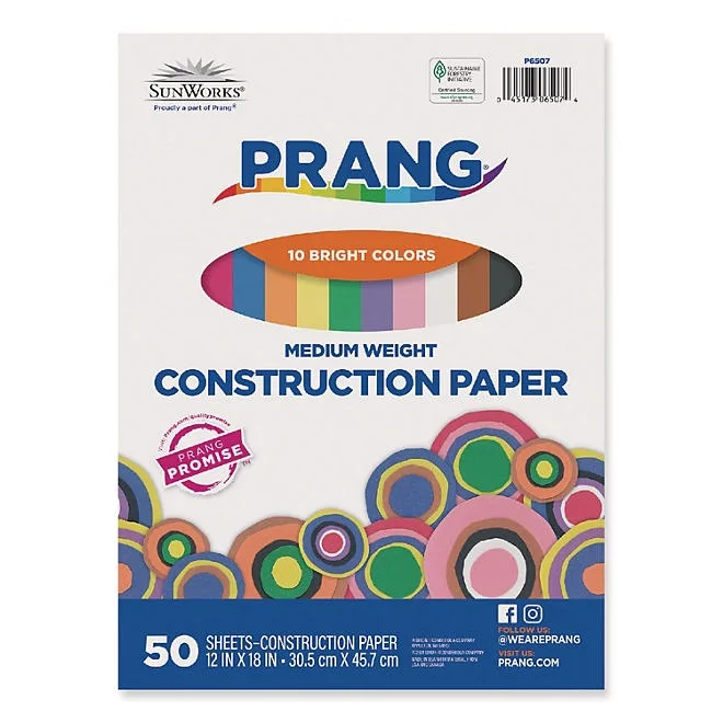 Pacon - Construction Paper, 58 lbs., 12 x 18, Assorted, 50 Sheets per Pack 2