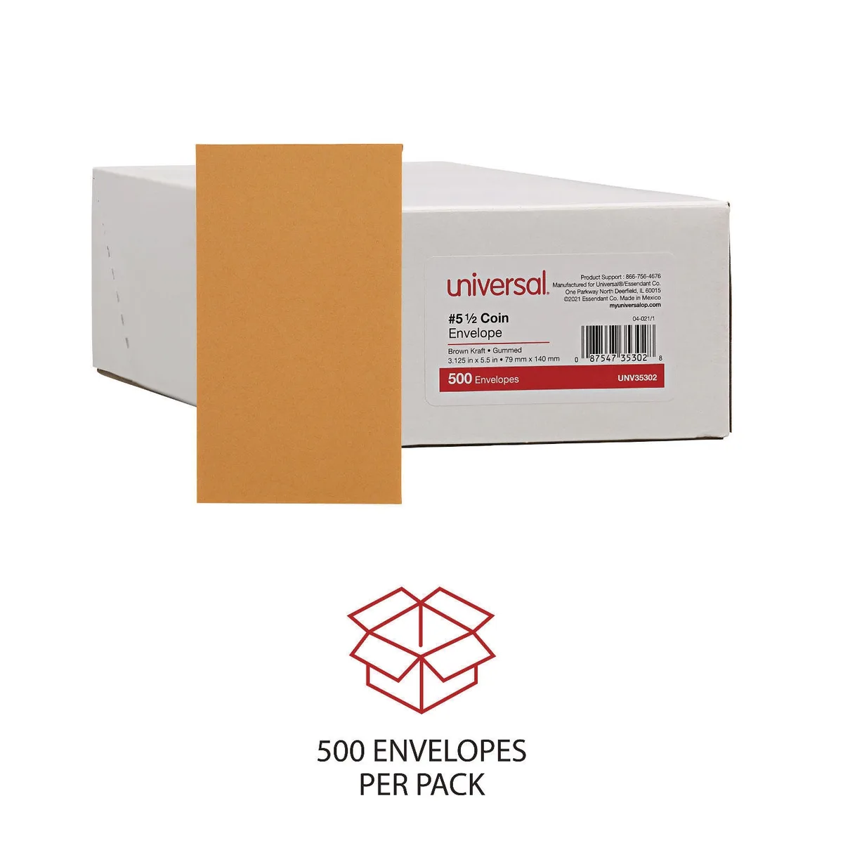Universal Kraft Coin Envelope, Light Brown, 500/Box (Various Sizes) 5