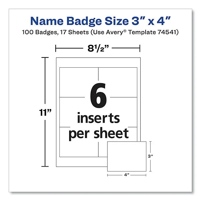 Avery Clip-Style Name Badge Holder with Laser/Inkjet Insert, Top Load, 4 x 3, White, 100/Box 3