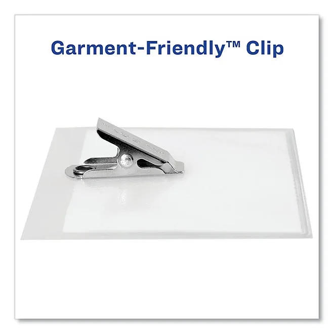 Avery Clip-Style Name Badge Holder with Laser/Inkjet Insert, Top Load, 4 x 3, White, 100/Box 5