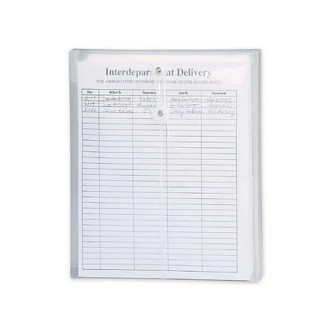 Smead 1 1/4" Top Load String & Button Booklet Envelope, Poly, Letter, Clear, 5ct. 4
