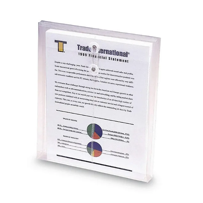 Smead 1 1/4" Top Load String & Button Booklet Envelope, Poly, Letter, Clear, 5ct. 5