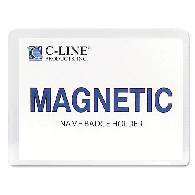 C-Line Magnetic Name Badge Holder Kit, Horizontal, 4" x 3", Clear 20 per box 3