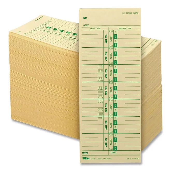 Tops - Acroprint, Cincinnati, Lathem, Simplex, Stromberg Time Card 3-1/2" x 9" - 500/Box 3