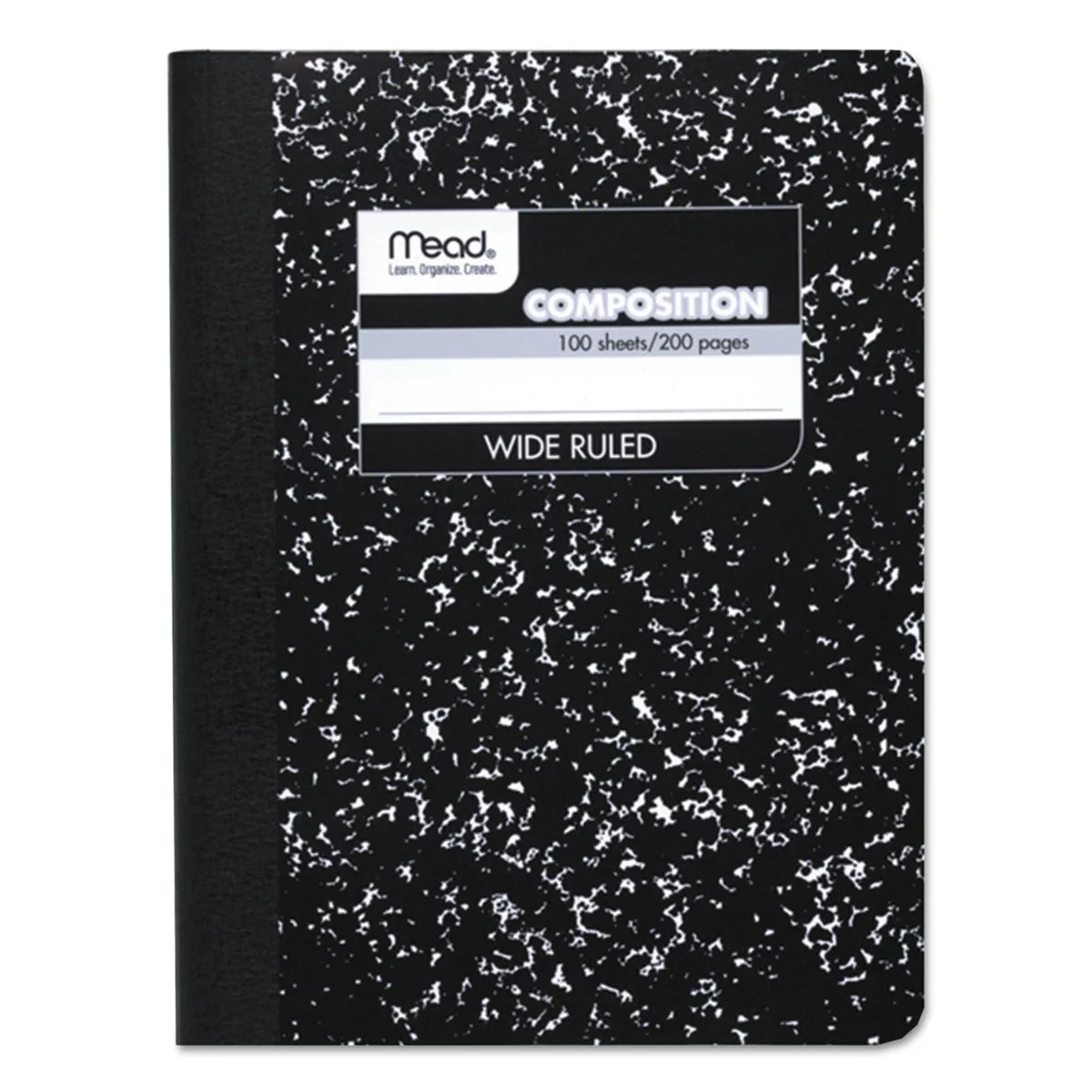 Mead Black Marble Composition Book - Wide Rule - 9-3/4 x 7-1/2 - 100 Sheets