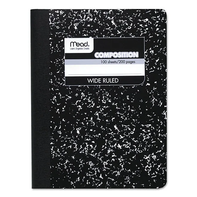 Mead Black Marble Composition Book - Wide Rule - 9-3/4 x 7-1/2 - 100 Sheets 2