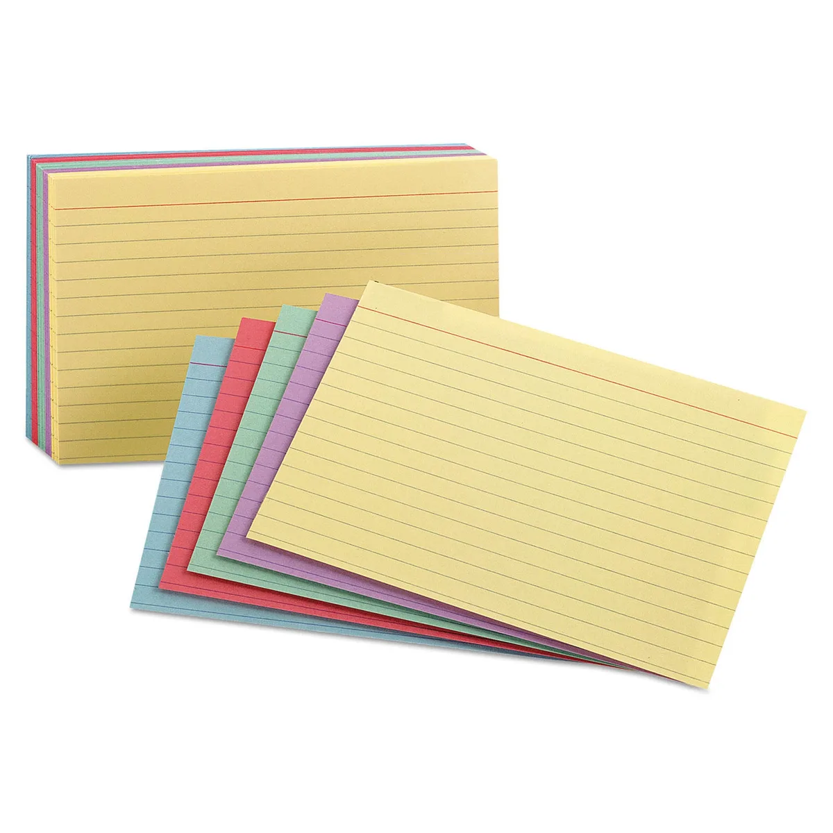 Oxford Index Cards, Ruled, 3 x 5", Rainbow Assortment, 100 Cards