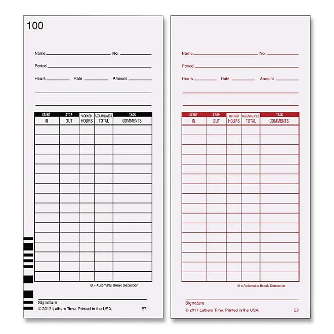 Lathem® Time Universal 2-Sided Time Card 3