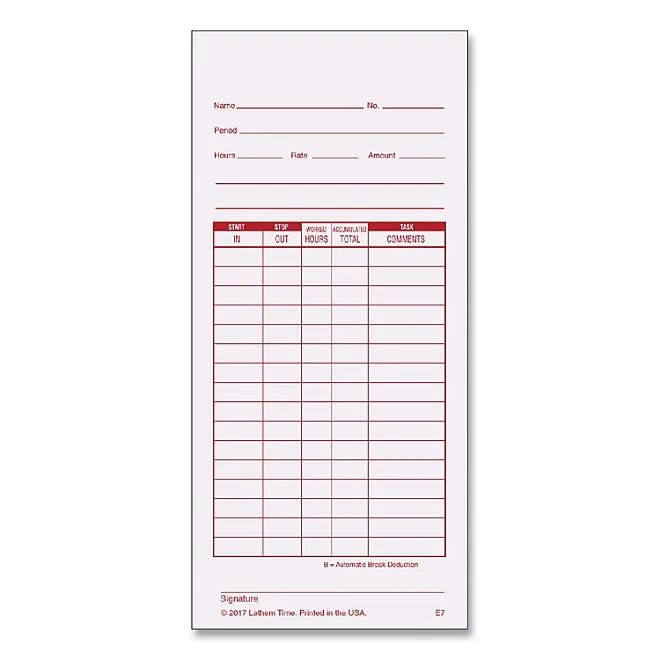 Lathem® Time Universal 2-Sided Time Card 4