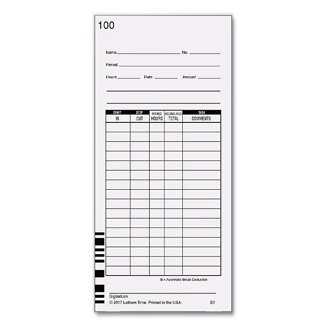 Lathem® Time Universal 2-Sided Time Card 5