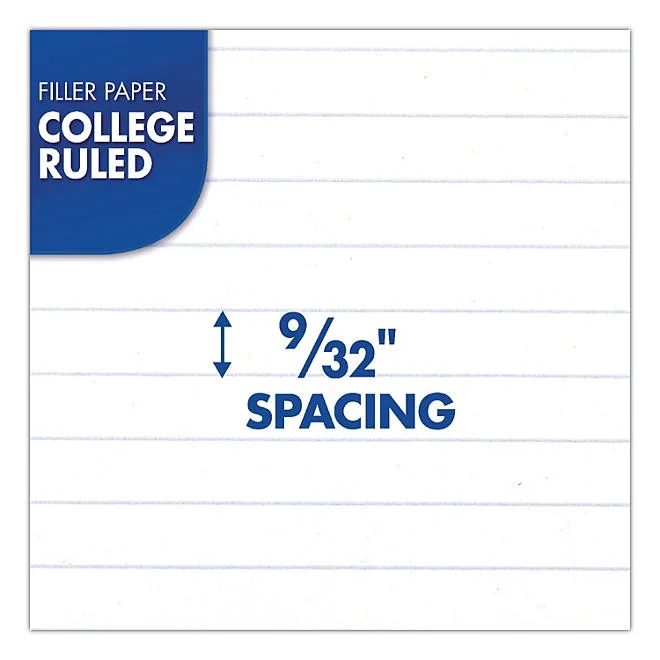 Mead Filler Paper, 3-Hole, 8.5 x 11, College Rule, 200/Pack 3