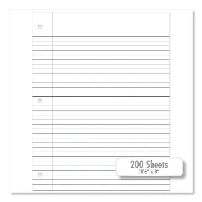 Mead Filler Paper, 3-Hole, 8.5 x 11, College Rule, 200/Pack 5