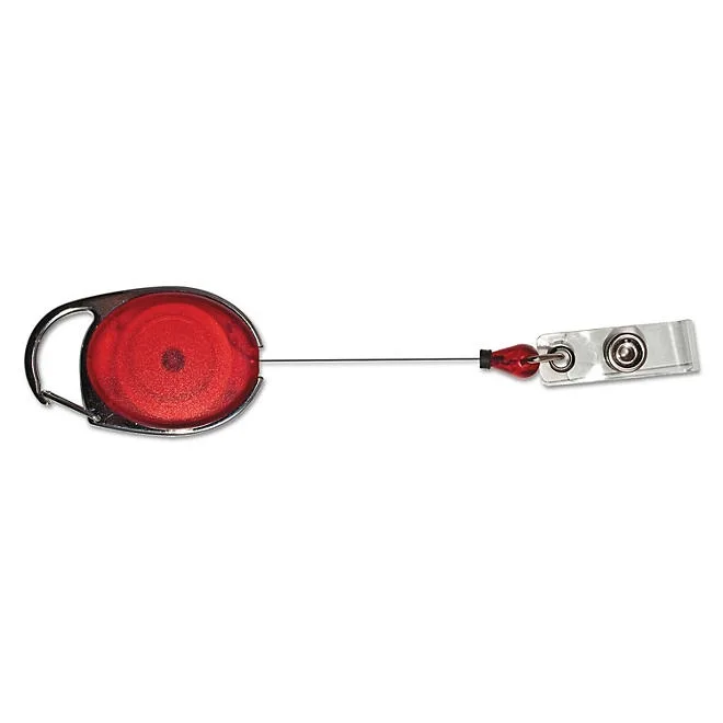 Advantus - Carabiner-Style Retractable ID Card Reel, 30" Extension, Assorted Colors - 20/PK 3