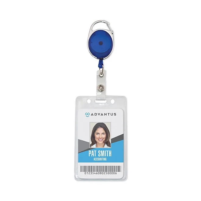 Advantus - Carabiner-Style Retractable ID Card Reel, 30" Extension, Assorted Colors - 20/PK 5