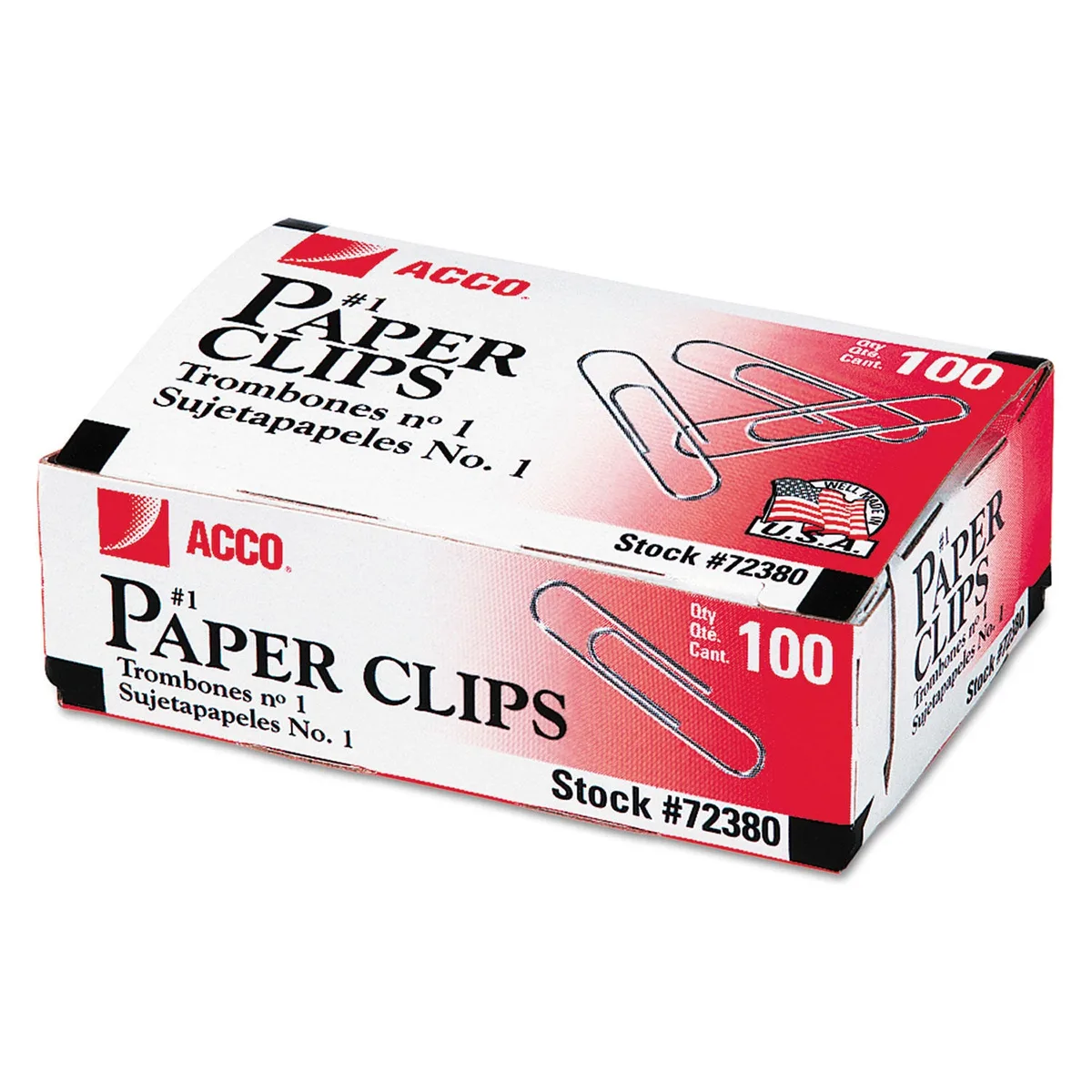 ACCO - Paper Clips, 1 Size, Smooth, 100 Count - 10 Pack
