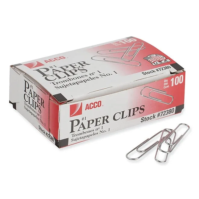 ACCO - Paper Clips, 1 Size, Smooth, 100 Count - 10 Pack 5
