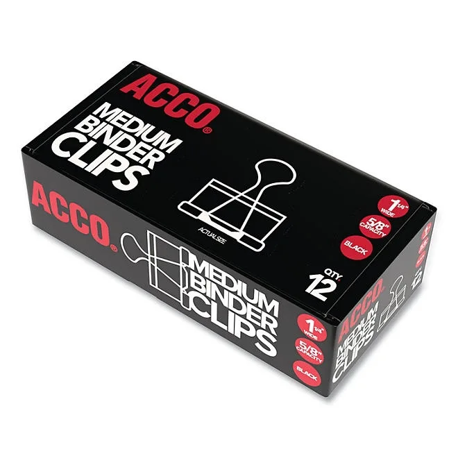 ACCO Binder Clips, Medium, Black/Silver, 12 Count 3