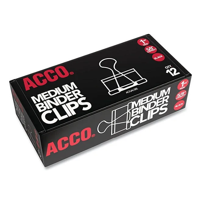 ACCO Binder Clips, Medium, Black/Silver, 12 Count 4