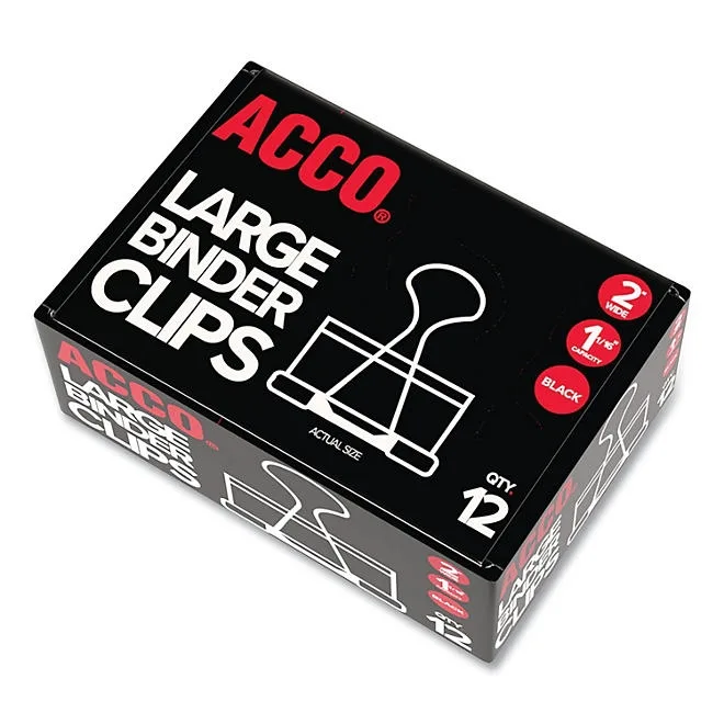 ACCO Binder Clips, Large, Black/Silver, 12 Count 3