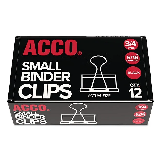 ACCO Binder Clips, Small, Black/Silver, 12 Count 2