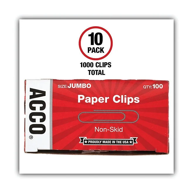 ACCO - Paper Clips, Jumbo, Non-Skid, 100 Count - 10 Pack 3