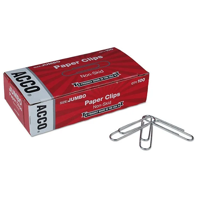 ACCO - Paper Clips, Jumbo, Non-Skid, 100 Count - 10 Pack 2