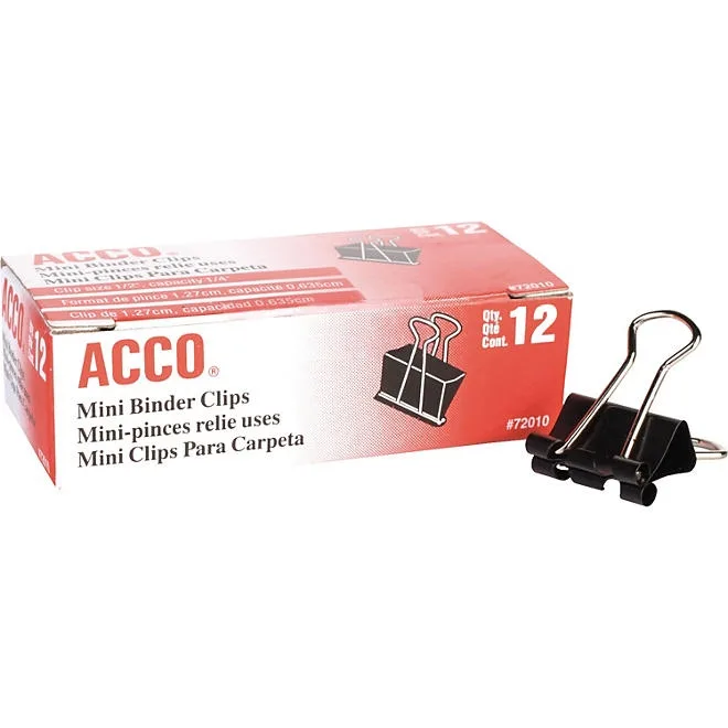 ACCO Binder Clips, Mini, Black/Silver, 12 Count 2