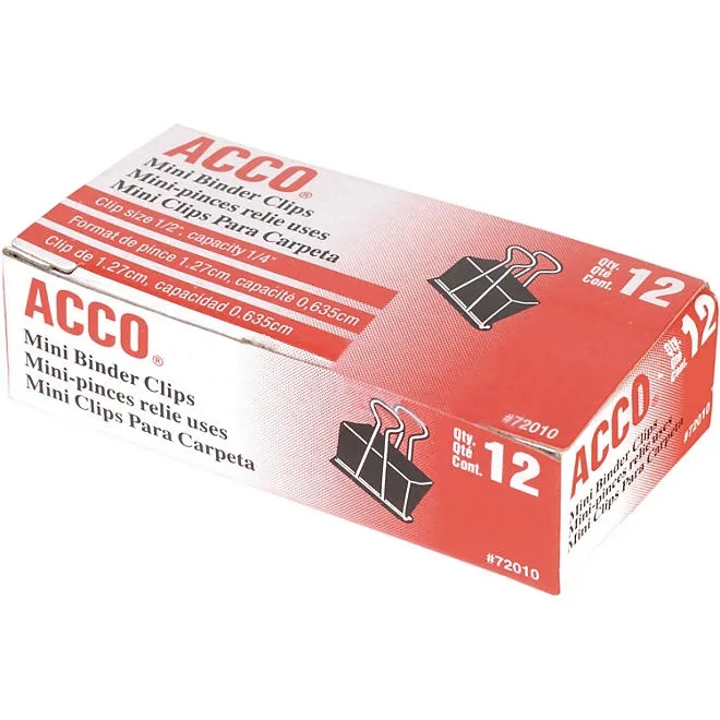 ACCO Binder Clips, Mini, Black/Silver, 12 Count 4
