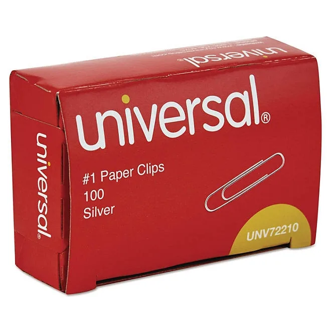 Universal® Paper Clips, Smooth Finish, No. 1, Silver, 1000/Pack 2