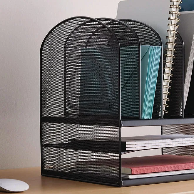 Safco Mesh Two & Six Combination Rack, Black 3