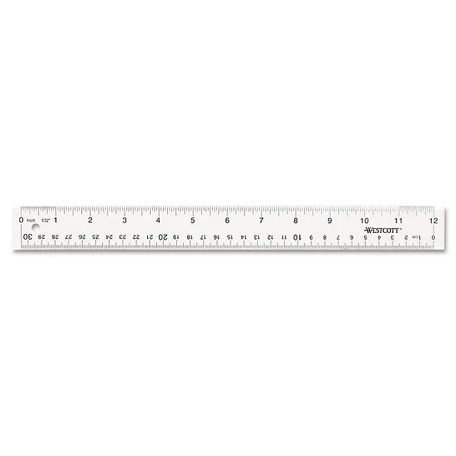 Westcott See Through Acrylic Ruler, 12", Clear 2