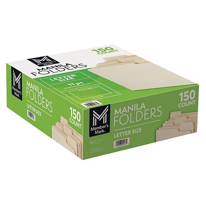 Member's Mark Manila File Folders, Letter, 1/3 Cut Assorted Tabs, 150 per Box 3