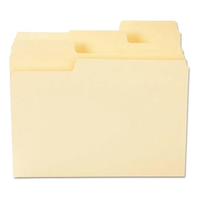 Smead 1/3 Cut Assorted Positions SuperTab Heavyweight File Folders, Manila Letter, 50ct. 5