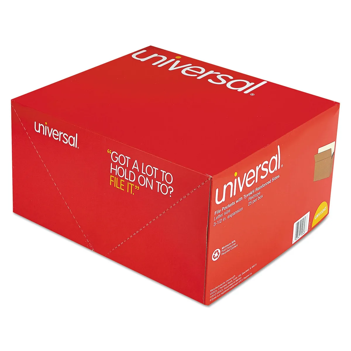 Universal 3 1/2" Expansion File Pockets, Straight Tab, Redrope/Manila, 25/Box, Various Types 4