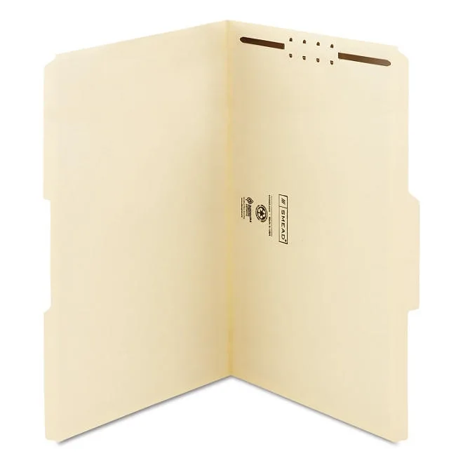Smead 1/3 Cut Assorted Positions File Folders, One Fastener, Legal, Manila, 50ct. 3