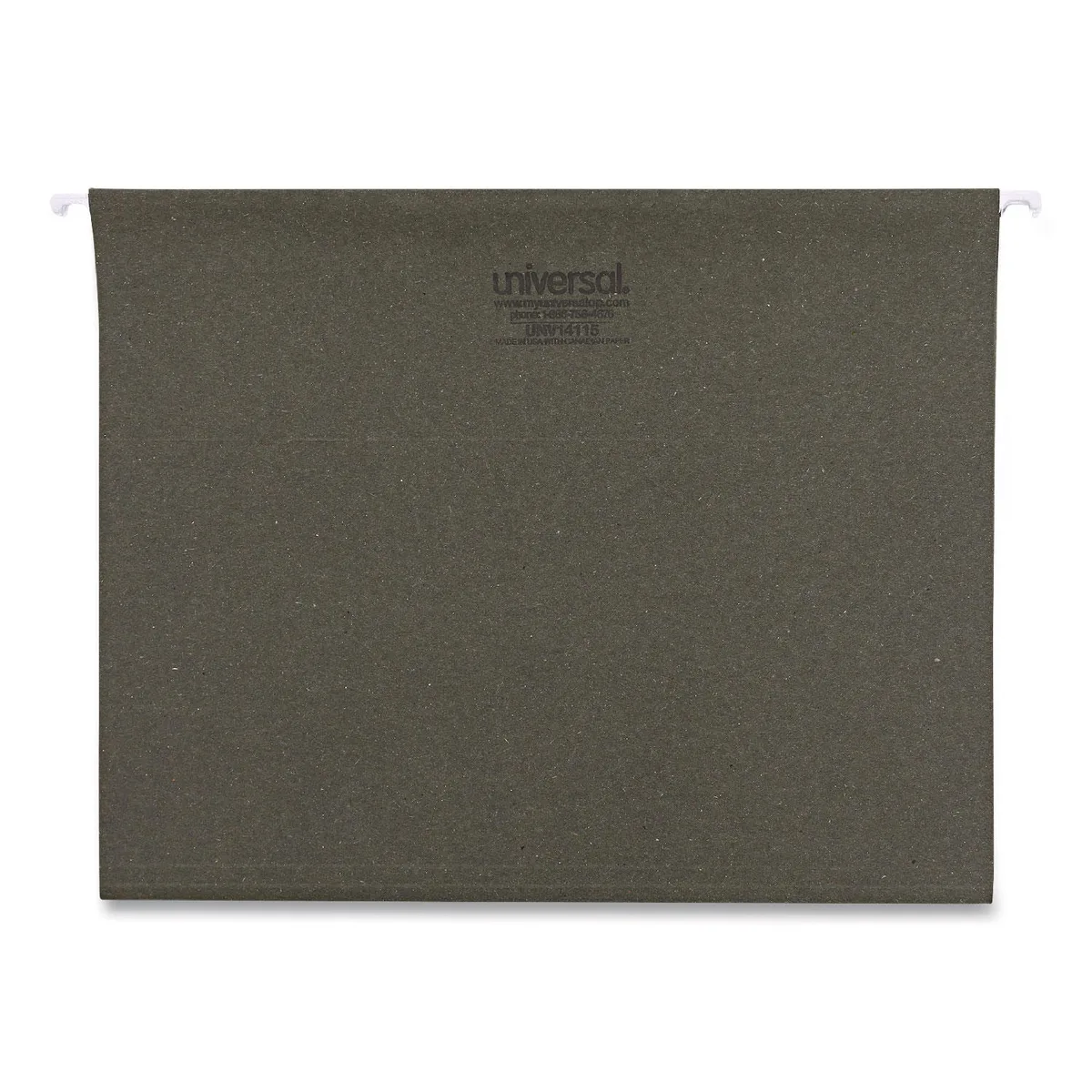 Universal 1/5 Tab Hanging File Folders, 11 Point Stock, Letter, Standard Green, 25ct.