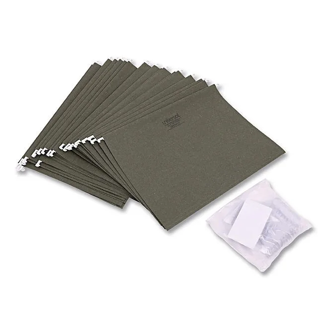 Universal 1/5 Tab Hanging File Folders, 11 Point Stock, Letter, Standard Green, 25ct. 4