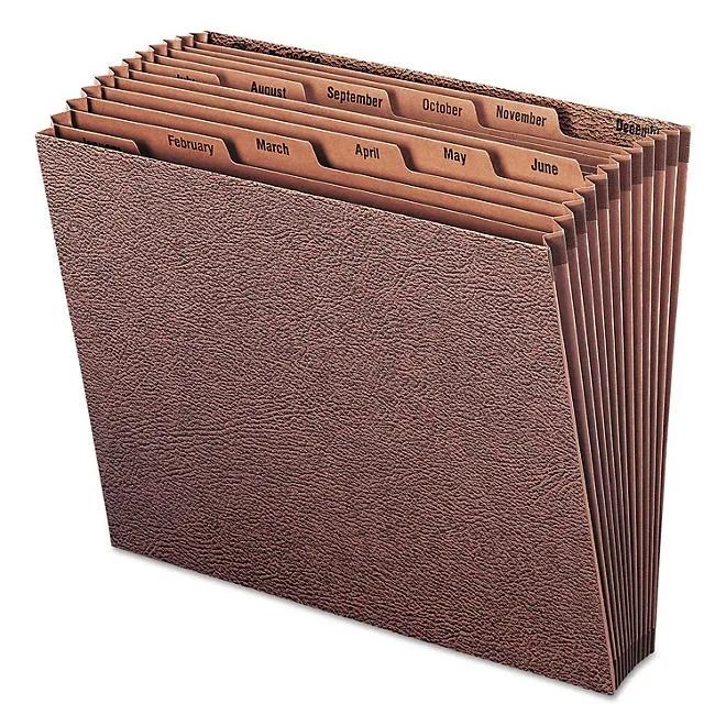 Smead 12 Pocket Jan-Dec TUFF Accordion Expansion File, Open Top, Letter, Redrope 2