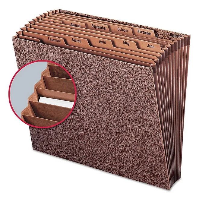 Smead 12 Pocket Jan-Dec TUFF Accordion Expansion File, Open Top, Letter, Redrope 4