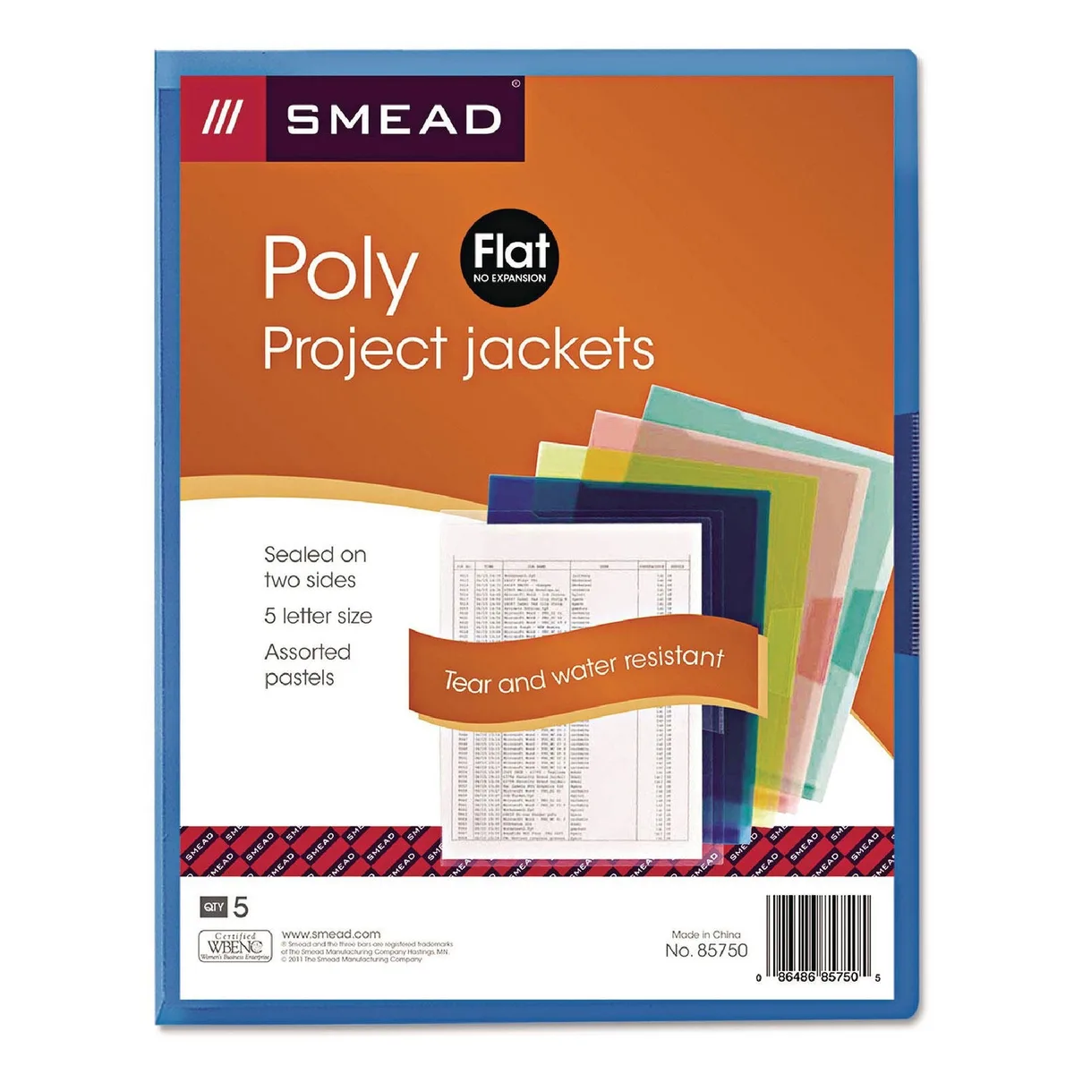 Smead Organized Up Poly Project Jackets, Assorted Colors (Letter, 5ct.)