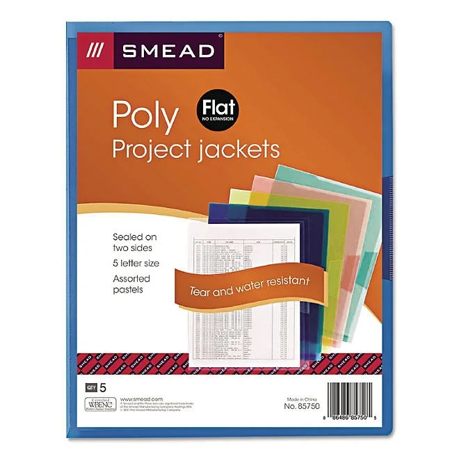 Smead Organized Up Poly Project Jackets, Assorted Colors (Letter, 5ct.) 2