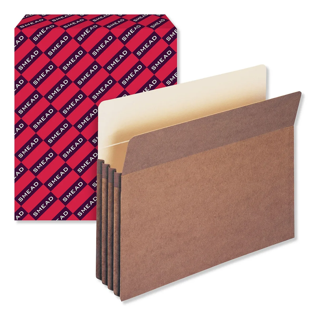 Smead 3 1/2" Expansion Pocket, Straight Tab, Letter, Manila/Redrope 25ct.